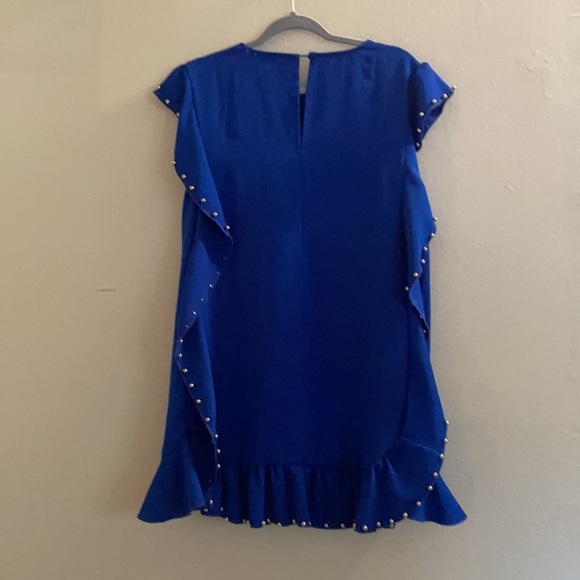 Blue Ruffle Bead Detail Dress - Picture 4 of 5